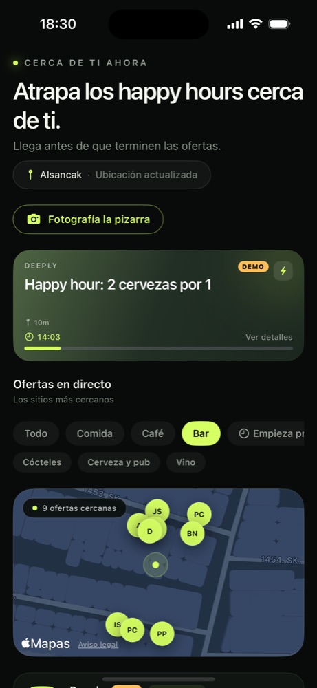 App HappyNear: ofertas de bares cercanos